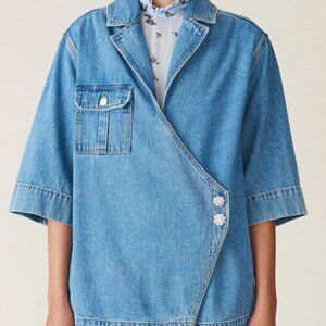 Ganni Washed Denim Shirt Jacket